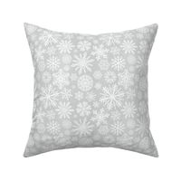 Medium Scale Snowstorm - White Snowflakes on Grey Texture 