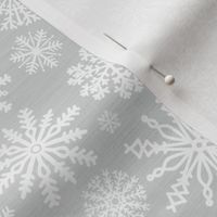 Medium Scale Snowstorm - White Snowflakes on Grey Texture 