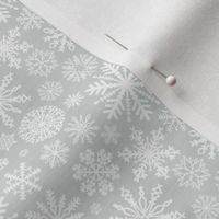 Small Scale Snowstorm - White Snowflakes on Grey Texture 