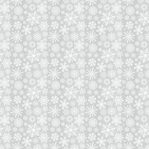 Small Scale Snowstorm - White Snowflakes on Grey Texture 