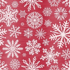 Large Scale Snowstorm - White Snowflakes on Red Texture 