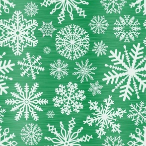 Large Scale Snowstorm - White Snowflakes on Green Texture 