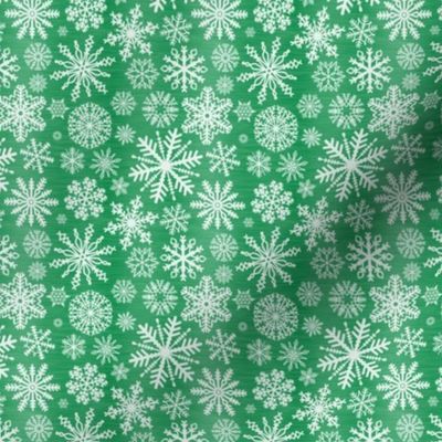 Small Scale Snowstorm - White Snowflakes on Green Texture