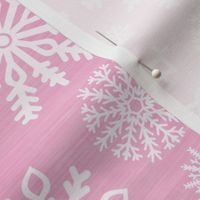 Large Scale Snowstorm - White Snowflakes on Pink Texture