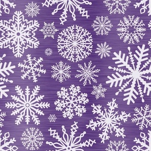 Large Scale Snowstorm - White Snowflakes on Purple Texture