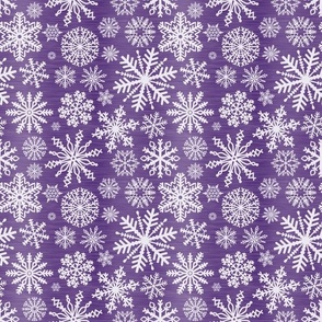 Medium Scale Snowstorm - White Snowflakes on Purple Texture