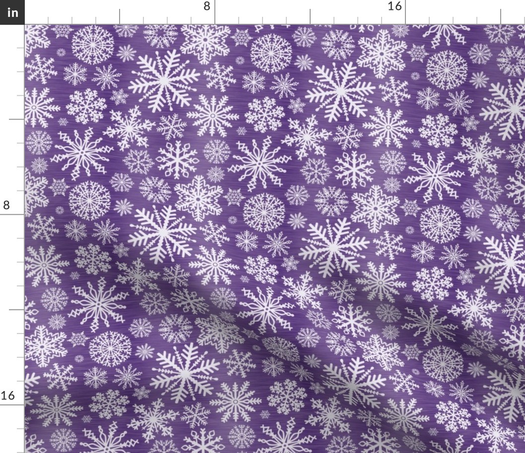 Medium Scale Snowstorm - White Snowflakes on Purple Texture