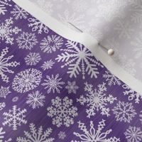 Small Scale Snowstorm - White Snowflakes on Purple Texture
