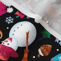 Large 27x18 Panel Let It Snow Winter Cozy Holiday on Black for Wall Hanging or Tea Towel
