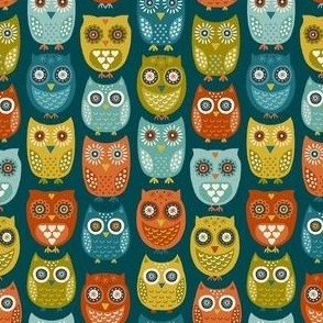 Owl allover - teal