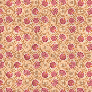 swirling fantasy floral-non directional-orange and pink-tiny/ extra small scale