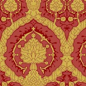 elaborate damask - original colors (red and gold)