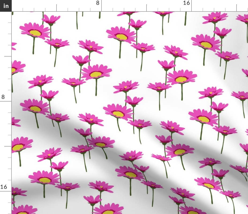 Bright Pink Flowers on a White Background 13.65x13.65