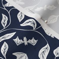 Bat Forest - cute bats among leaves - textured navy and white - small