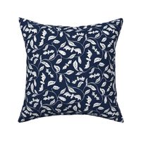 Bat Forest - cute bats among leaves - textured navy and white - small