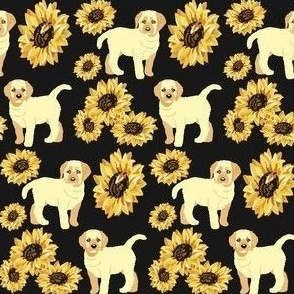 Yellow Labrador with Sunflowers Dog Fabric