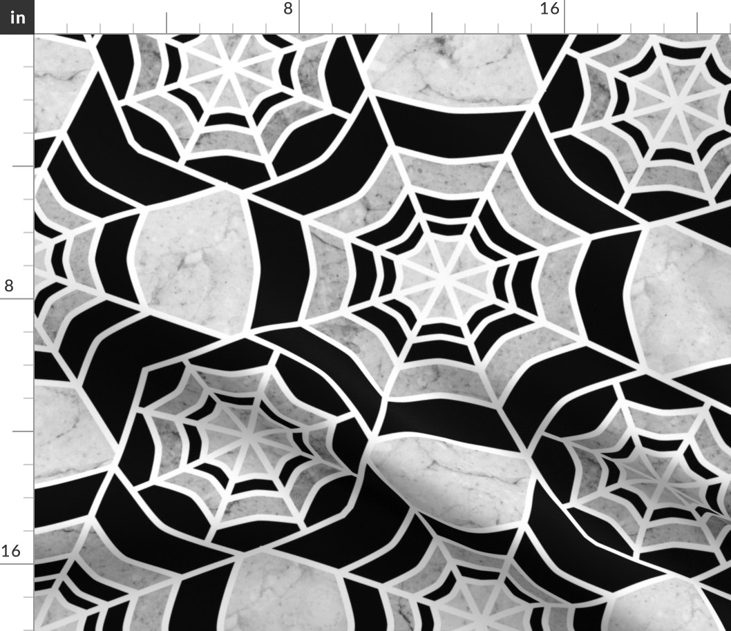 Web Deco- Marble Textured Geometric- Black and White- Large Scale