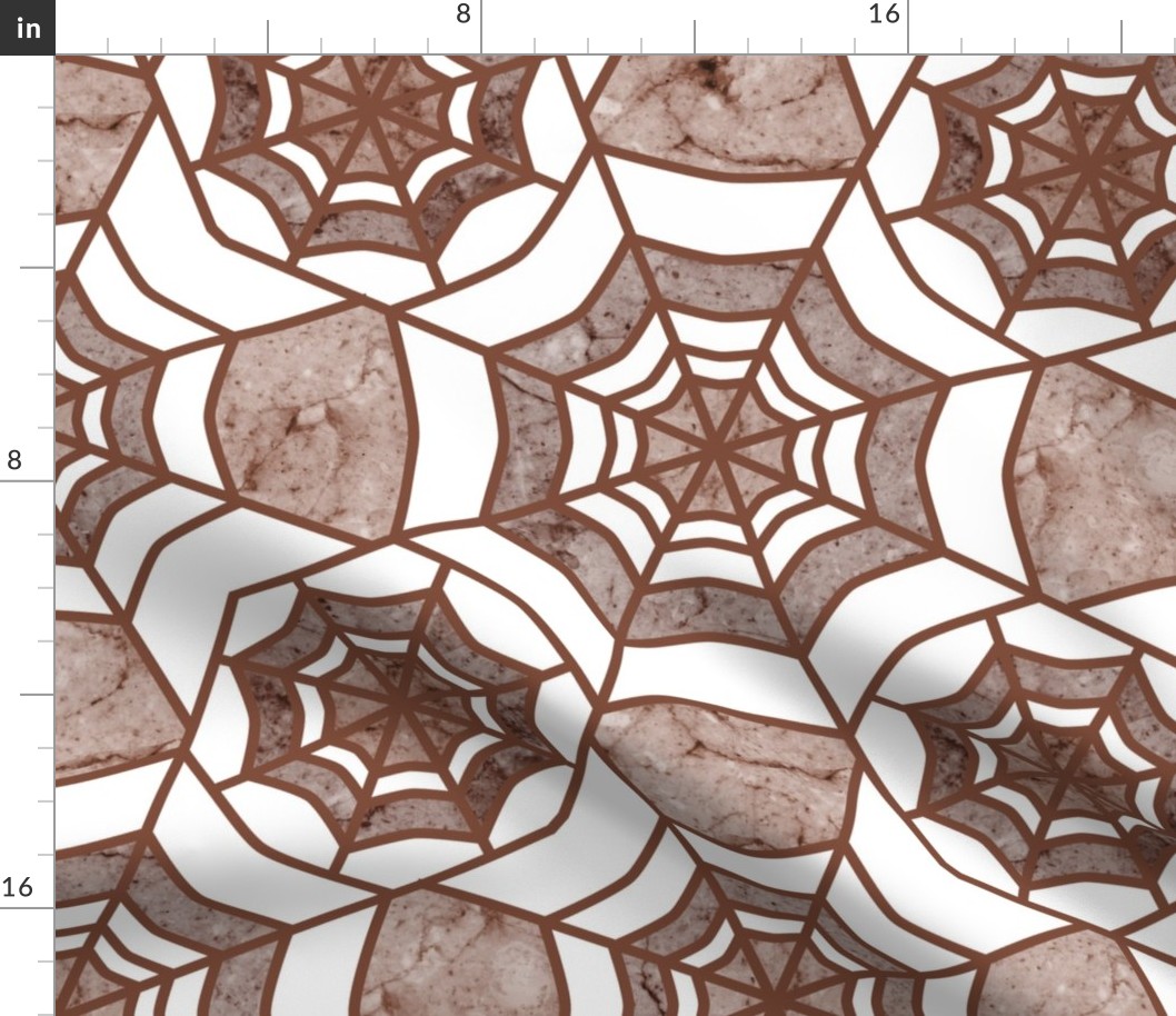 Web Deco- Marble Textured Geometric- White Brown- Large Scale