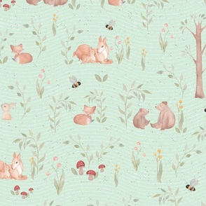 Woodland Creatures Spring Aqua