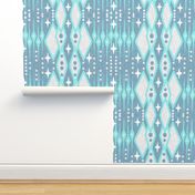 'The Funky Boho Icicles' - 2021 - Abstract  Mid Century - On Denim Blue, Statement Design