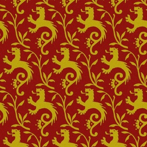 1410 medieval lions on red