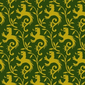 1410 medieval lions on green
