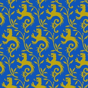1410 medieval lions on blue