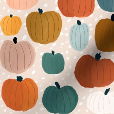 October's Pumpkin Harvest on Blush Dashes - med-small 