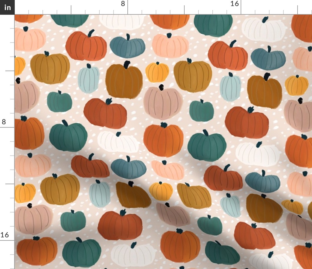 October's Pumpkin Harvest on Blush Dashes - med-small 