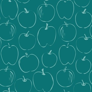 Apples - Sea Glass on Teal- 12" Repeat