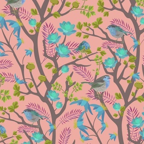 Birds and Branches Pink