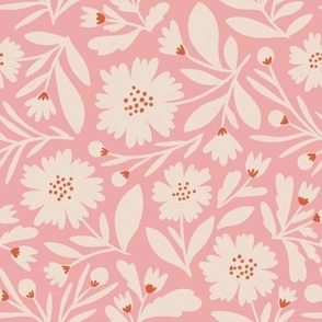 MED Flower Power Creamy White on Pink