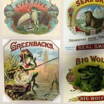 Vintage Cigar Box Labels w/animals small sz