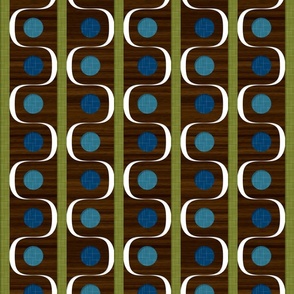 Midcentury Dots and Waves -Blue Teal Green