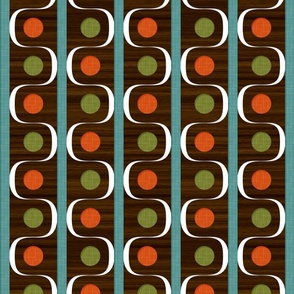 Midcentury Dots and Waves - Teal Green Orange