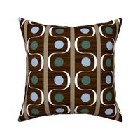 Midcentury Dots and Waves Teal Blue Tan