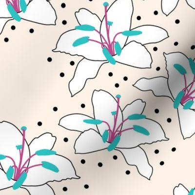 Joyful Lilies! (turquoise) - blush cream, medium