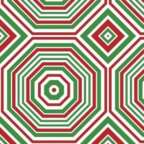 Christmas Octagons repeating, red, white, green