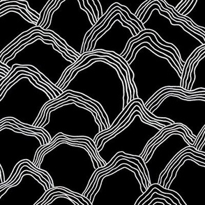 mountain shapes line art in white on black