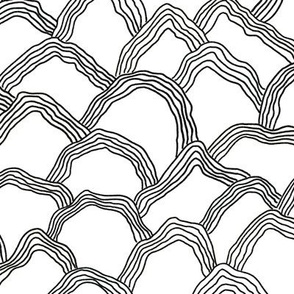 Mountain shapes line art black on white