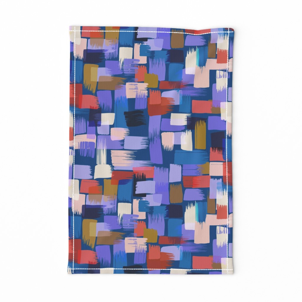 Patchwork of paint strokes in lilac- blue - Large