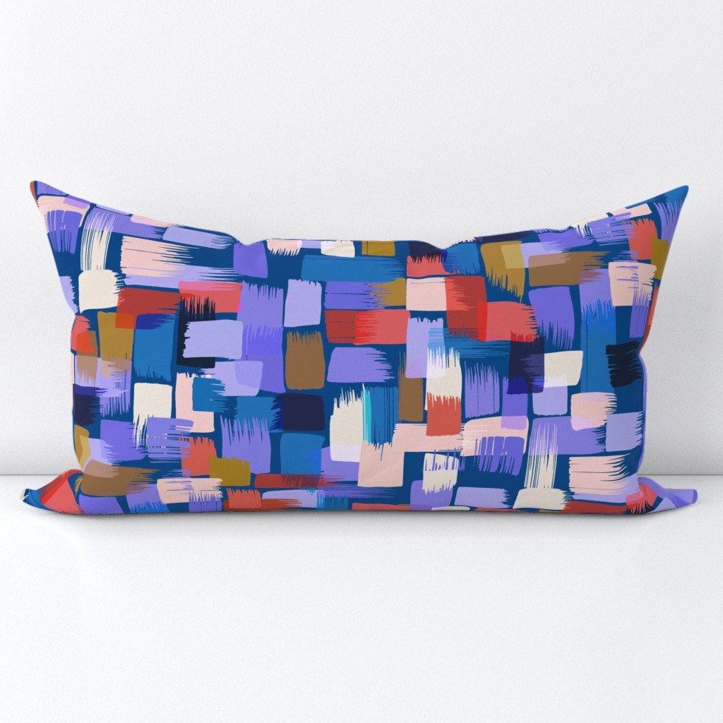 Patchwork of paint strokes in lilac- blue - Large