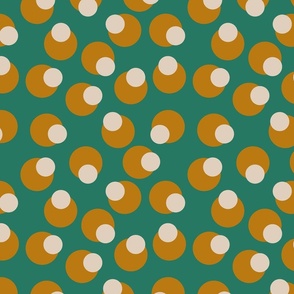 Decorative pattern with circles in retro style on a green background