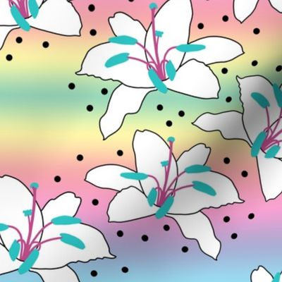 Joyful Lilies! (turquoise) - rainbow, medium