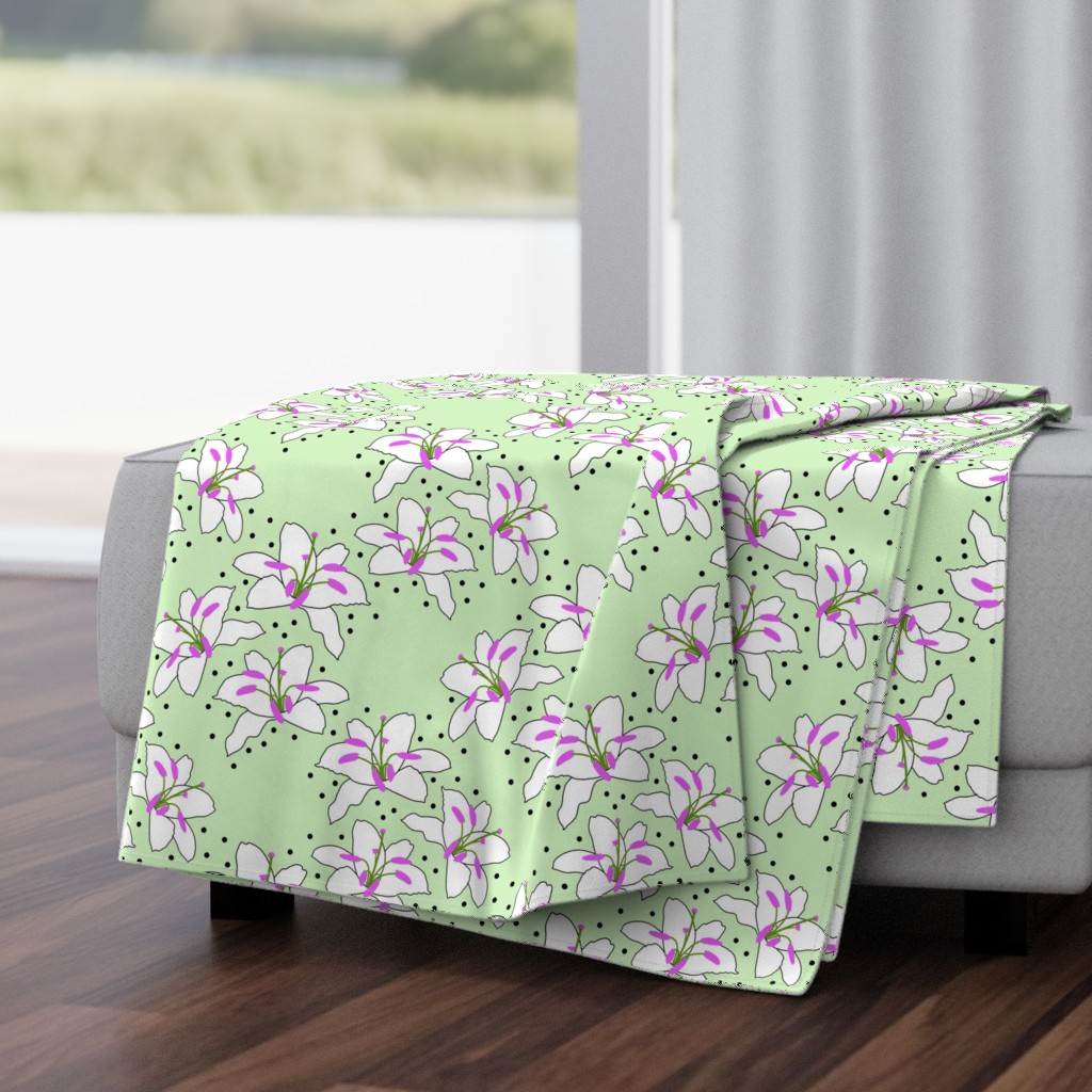 Joyful Lilies! (magenta) - mint green, medium