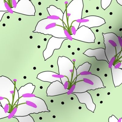 Joyful Lilies! (magenta) - mint green, medium