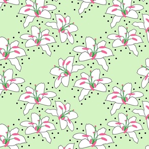 Joyful Lilies! (hot pink) - mint green, medium