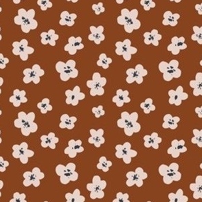 micro // modern boho simple floral ditsy on rust brown