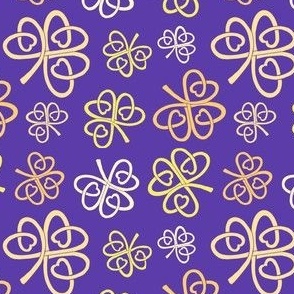 Celtic gold  love shamrocks on purple