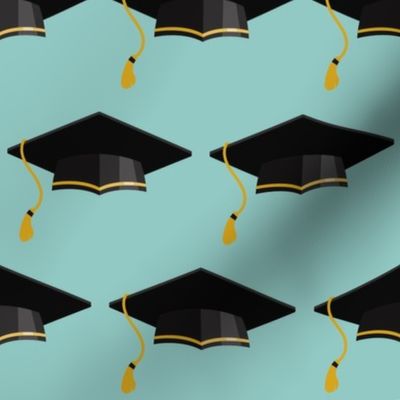 Graduation Caps on Turquoise
